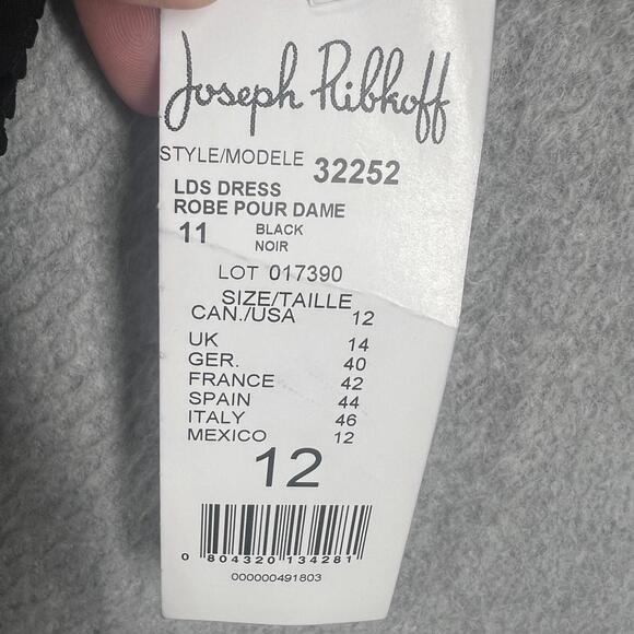 Joseph Ribkoff Little Black Dress Size 12 Textured Wave Fitted Cowl Neck NWT - Picture 3 of 12